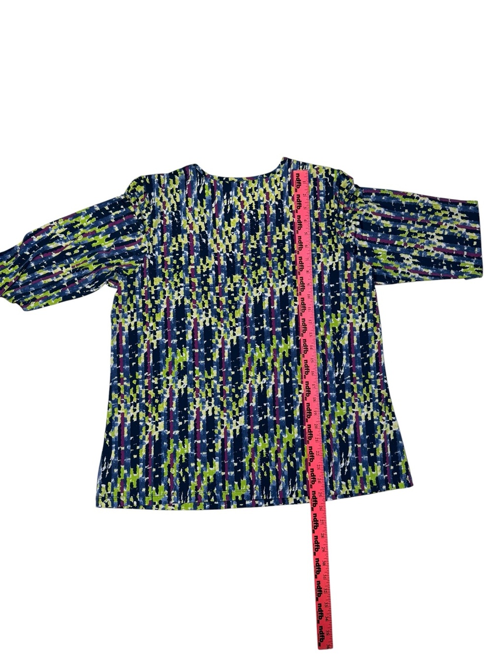 Susan Graver Liquid Knit Abstract Print Tunic Top L Blue Green Purple - Picture 7 of 10